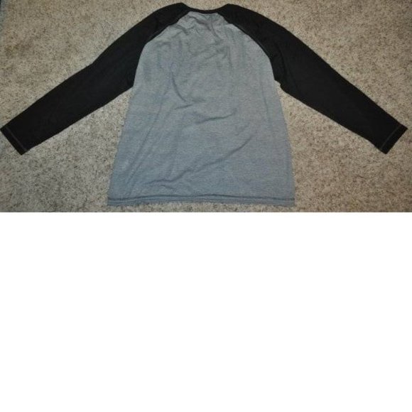 Mens Henley Shirt Swiss Cross Black Gray 3XL Long Sleeve 5 Button Placket - Picture 3 of 3